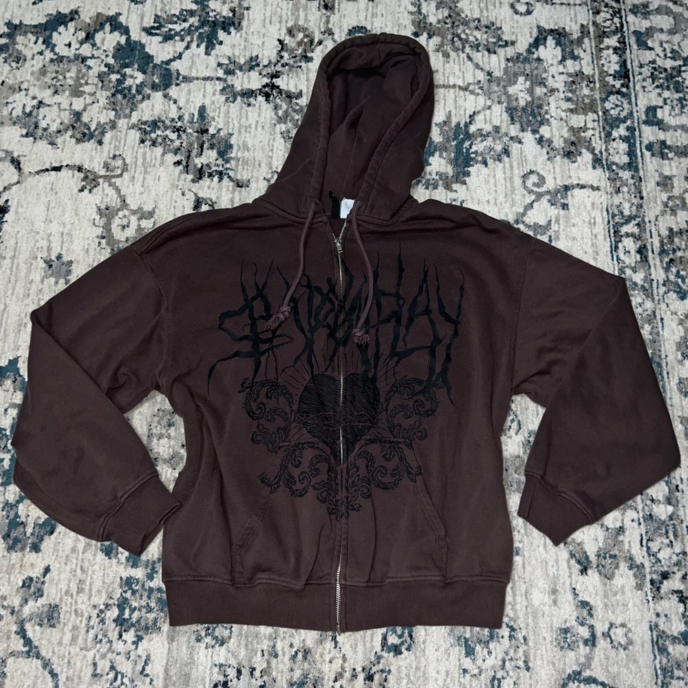 Divided Brown Graphic Hoodie